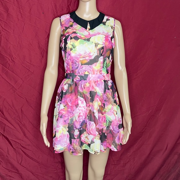 2014 Pretty Little Liars Hanna Chiffon Collared Bold Floral Mini Dress SP - Picture 1 of 7